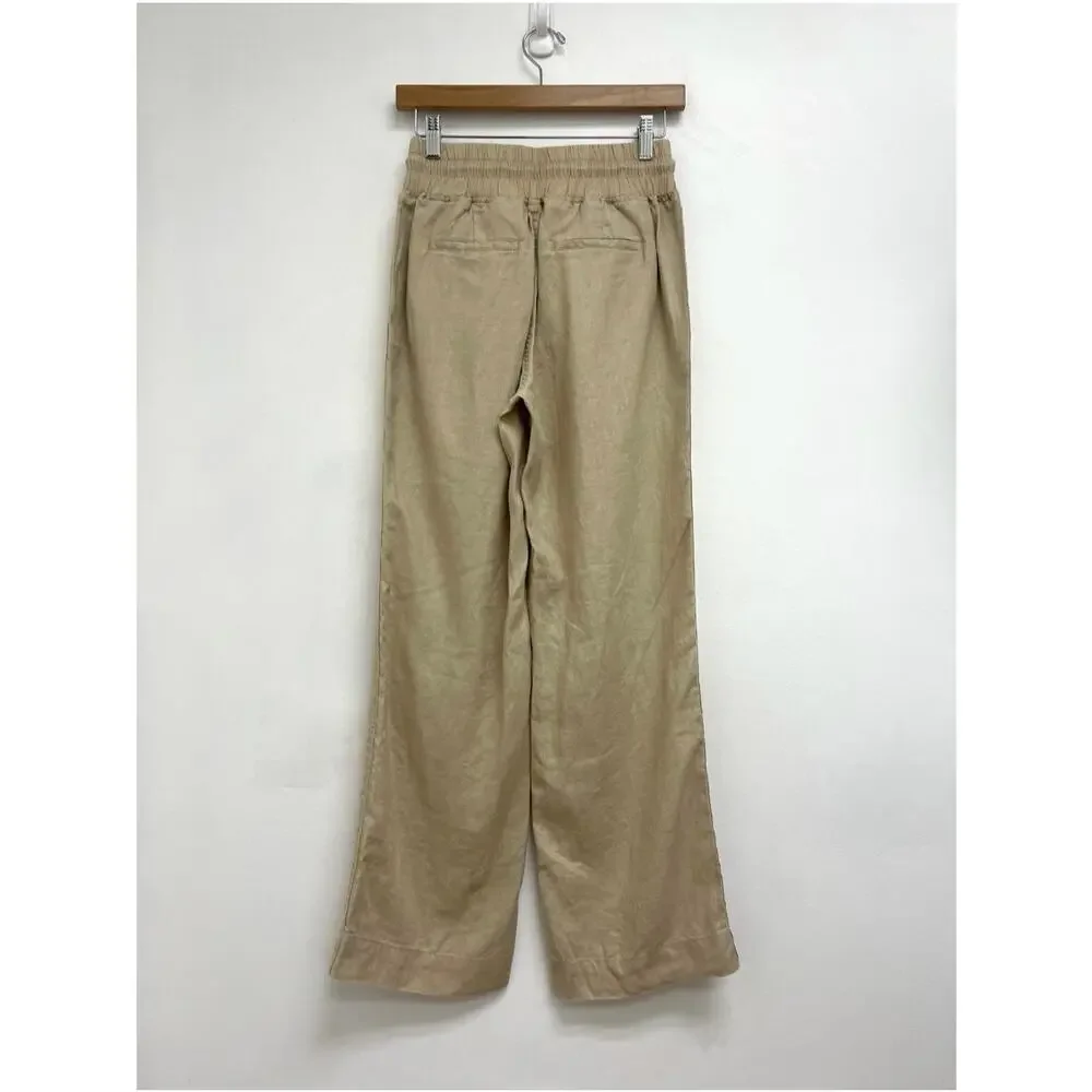 Quince 100% European Linen Elastic Waist Drawstring Wide Leg Coastal Pants XS